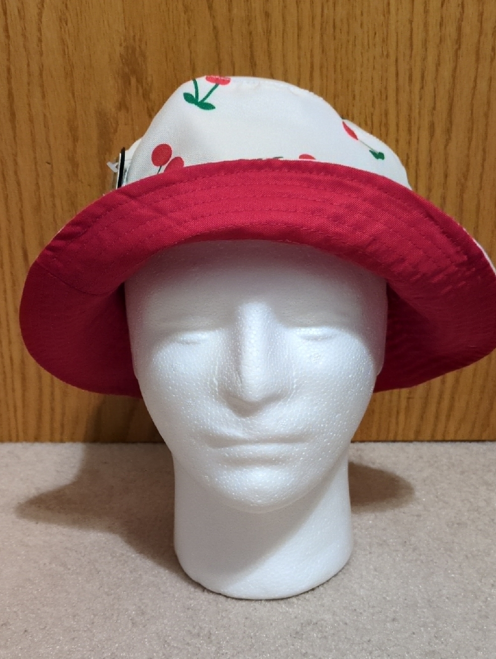The Spring Shop Cherry Bucket Hat - White, Red & Green